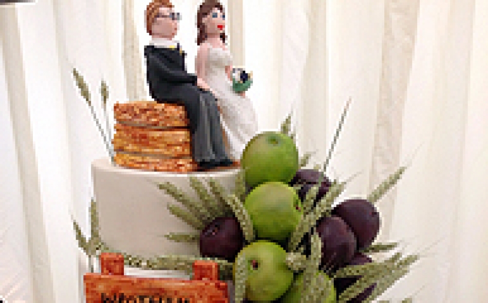 Farm-Themed-Wedding with Cascading Handmade Fruit