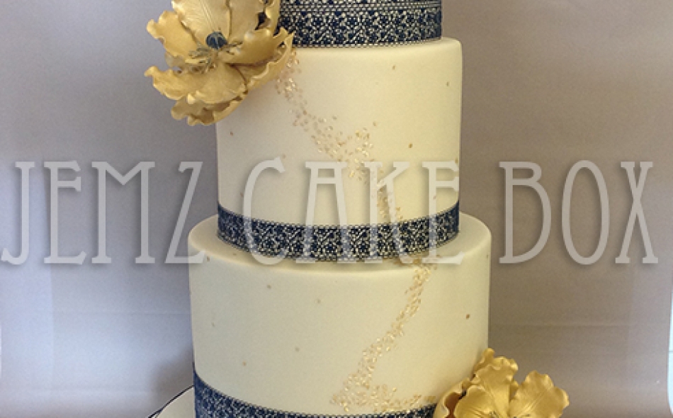Indian Blue Lace Wedding Cake