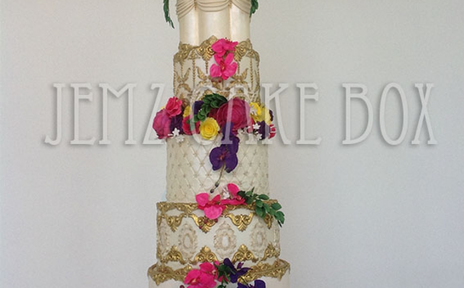 Baroque Themed 6 Foot Ivory and Gold Wedding