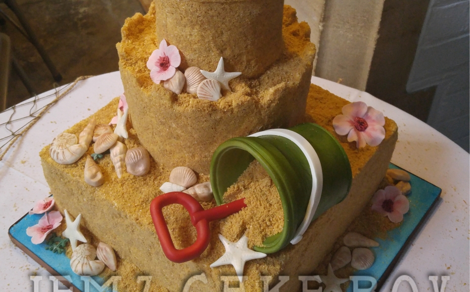 Sandcastle Themed Wedding Cake