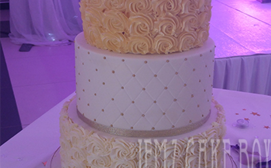 3 Tier Buttercream Roses Wedding Cake From £450