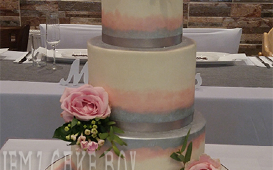 3 Tier Hand Painted Shimmer Wedding Cake From £450