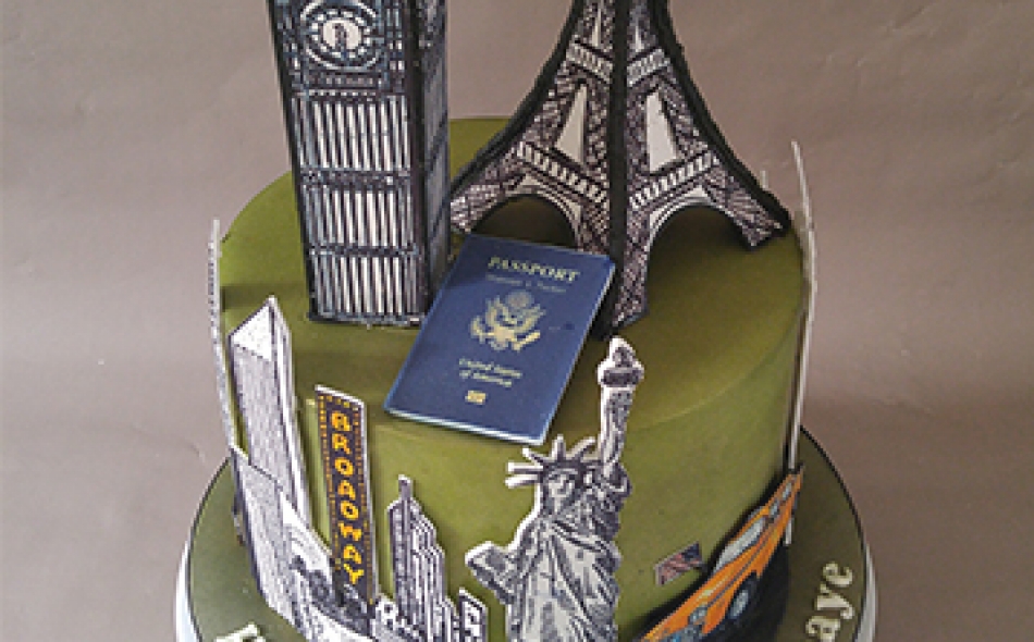 New York, Paris, London City Celebration Cake