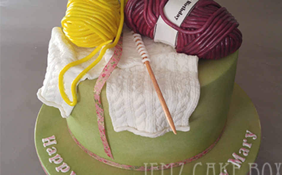 Knitting Theme Celebration Cake