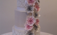 3 Tier Deep Floral Stencil Wedding Cake £599