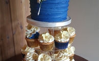 Royal Blue & Ivory Cupcake Tower
