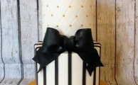 Black and White Celebration Cake with stripes