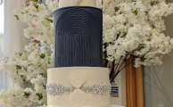Art Deco Navy Blue Theme Wedding Cake