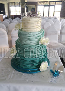 Teal Ruffle Wedding Cake