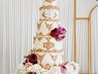 Baroque Ivory and Gold Wedding Cake By Jemz Cake Box Wedding Cake Designer, Cheshunt, Hertfordshire