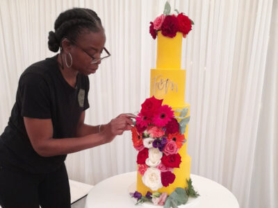 setting up Micheala Cake