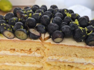 inside cake blueberries